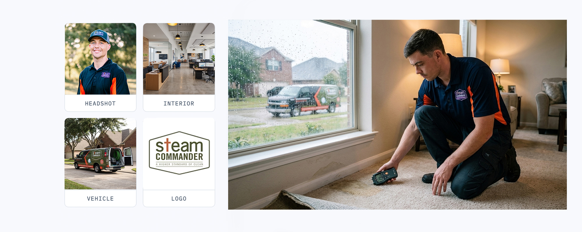 SoloCMO image generation using client staff and brand assets