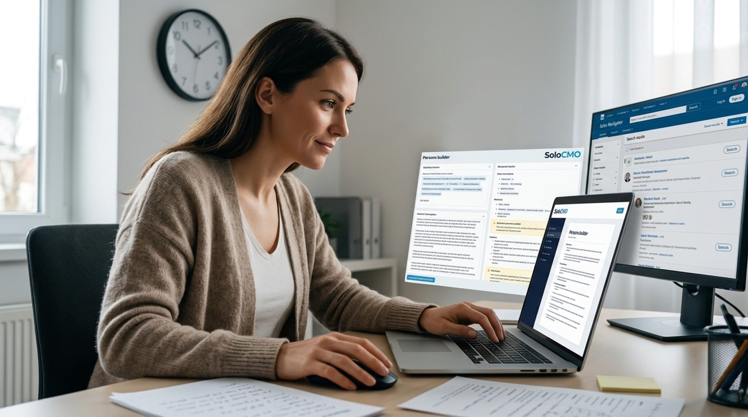 Solo marketer using an AI-assisted tool to rebuild a validated buyer persona in one day